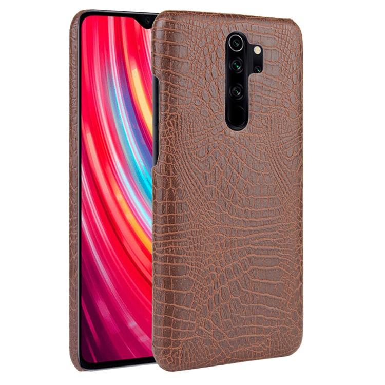 Crocodile Skin PU Leather Coated PC Phone Shell for Xiaomi Redmi Note 8 Pro - Brown-1