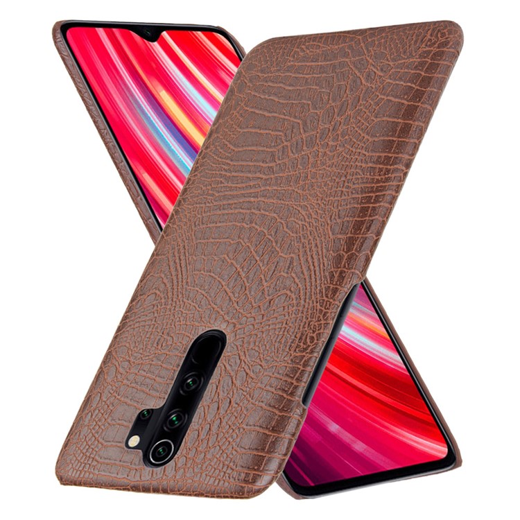 Crocodile Skin PU Leather Coated PC Phone Shell for Xiaomi Redmi Note 8 Pro - Brown-2