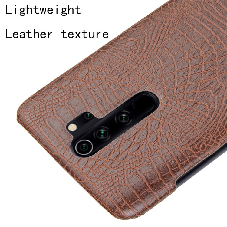 Crocodile Skin PU Leather Coated PC Phone Shell for Xiaomi Redmi Note 8 Pro - Brown-4