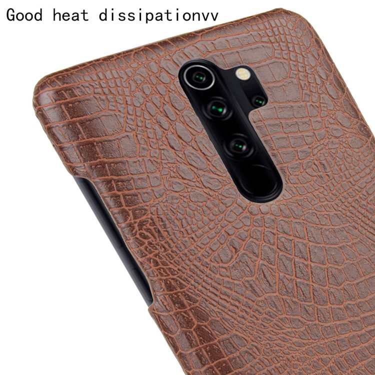 Crocodile Skin PU Leather Coated PC Phone Shell for Xiaomi Redmi Note 8 Pro - Brown-5