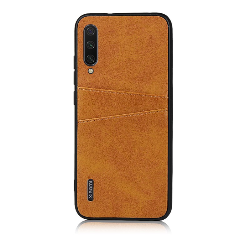 Stylish PU Leather Coated Hard PC Cell Phone Cover for Xiaomi Mi CC9e/Mi A3 - Brown-2