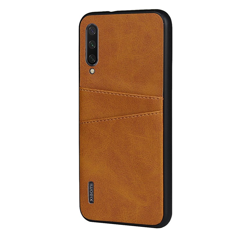 Capa de Telefone Celular Com Revestimento de Couro PU Elegante Para Xiaomi Mi Cc9e/mi A3 - Castanho