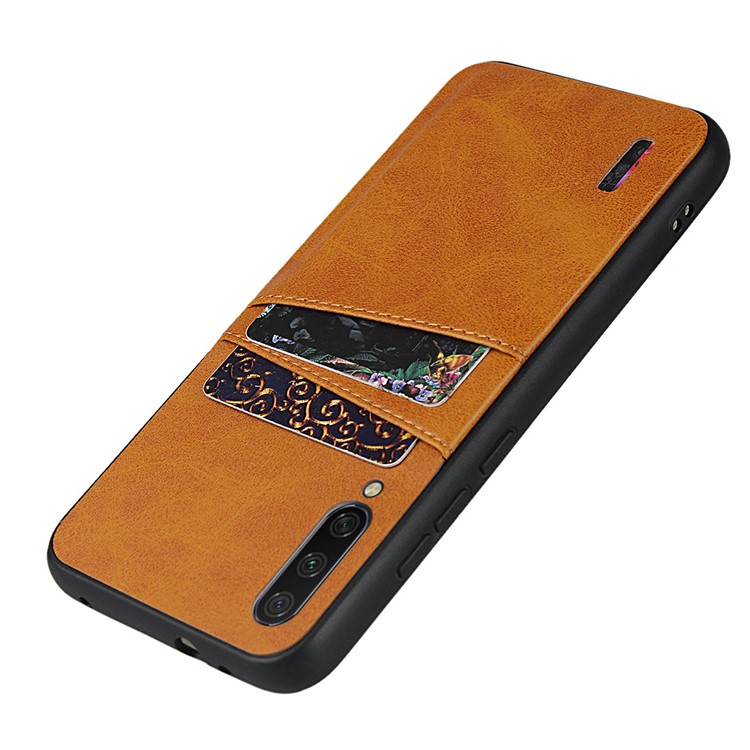 Stylish PU Leather Coated Hard PC Cell Phone Cover for Xiaomi Mi CC9e/Mi A3 - Brown-5