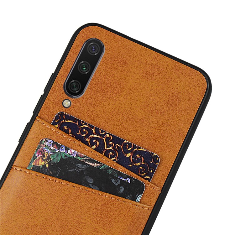 Capa de Telefone Celular Com Revestimento de Couro PU Elegante Para Xiaomi Mi Cc9e/mi A3 - Castanho