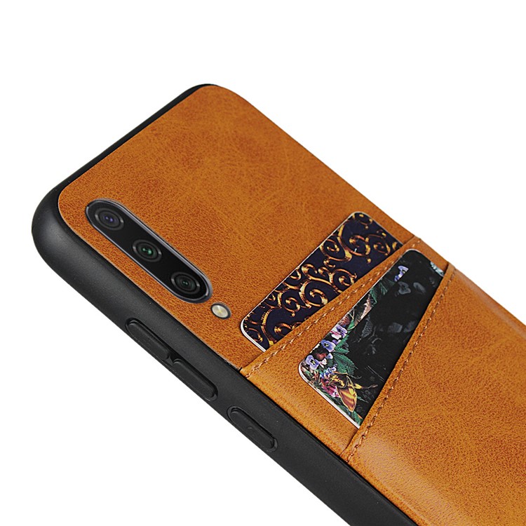 Capa de Telefone Celular Com Revestimento de Couro PU Elegante Para Xiaomi Mi Cc9e/mi A3 - Castanho