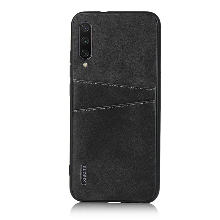 Stylish PU Leather Coated Hard PC Cell Phone Cover for Xiaomi Mi CC9e/Mi A3 - Black-2