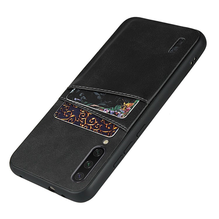 Stylish PU Leather Coated Hard PC Cell Phone Cover for Xiaomi Mi CC9e/Mi A3 - Black-4