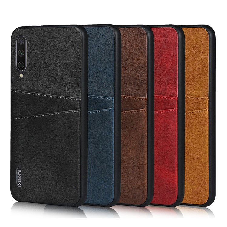 Stylish PU Leather Coated Hard PC Cell Phone Cover for Xiaomi Mi CC9e/Mi A3 - Black-5