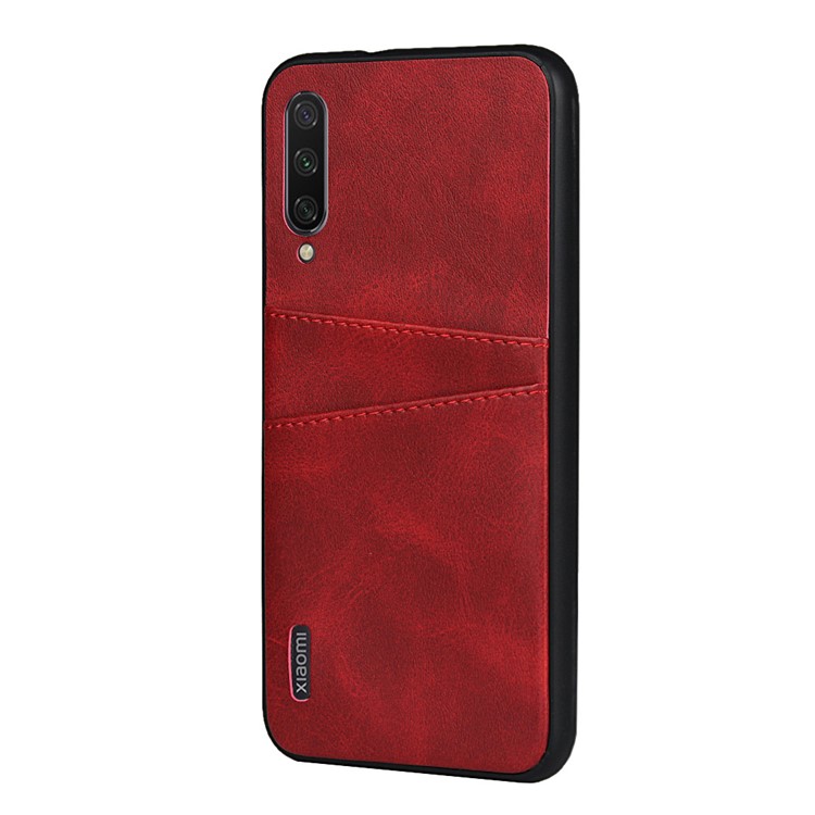 Stylish PU Leather Coated Hard PC Cell Phone Cover for Xiaomi Mi CC9e/Mi A3 - Red-3