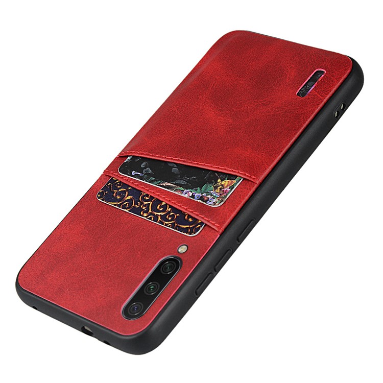 Stylish PU Leather Coated Hard PC Cell Phone Cover for Xiaomi Mi CC9e/Mi A3 - Red-4