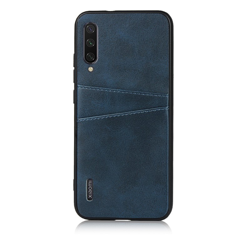 Stylish PU Leather Coated Hard PC Cell Phone Cover for Xiaomi Mi CC9e/Mi A3 - Blue-2