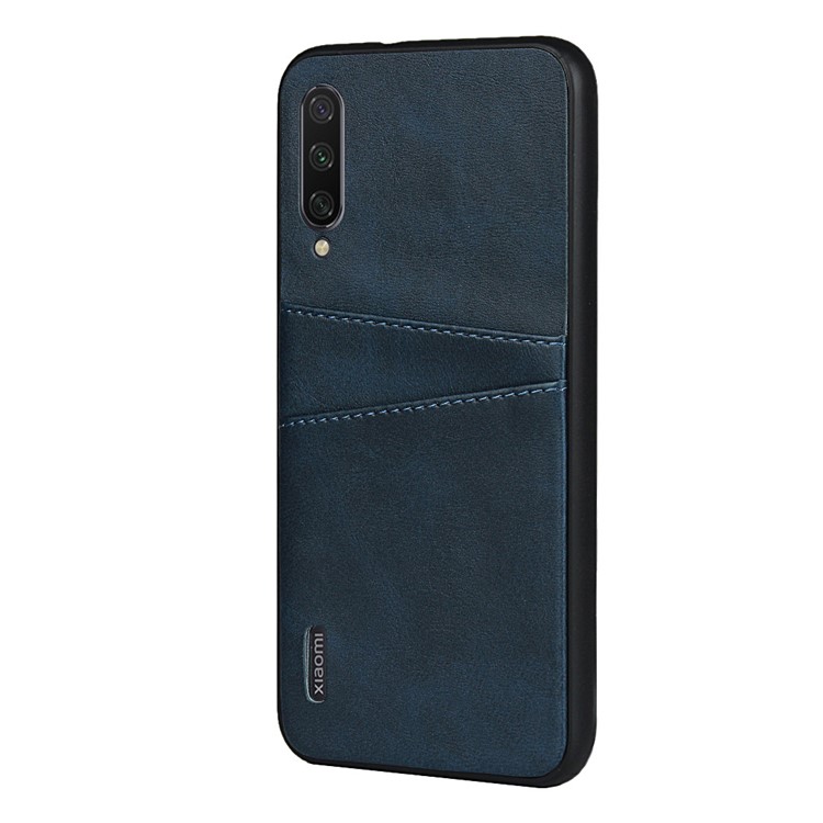 Stylish PU Leather Coated Hard PC Cell Phone Cover for Xiaomi Mi CC9e/Mi A3 - Blue-3
