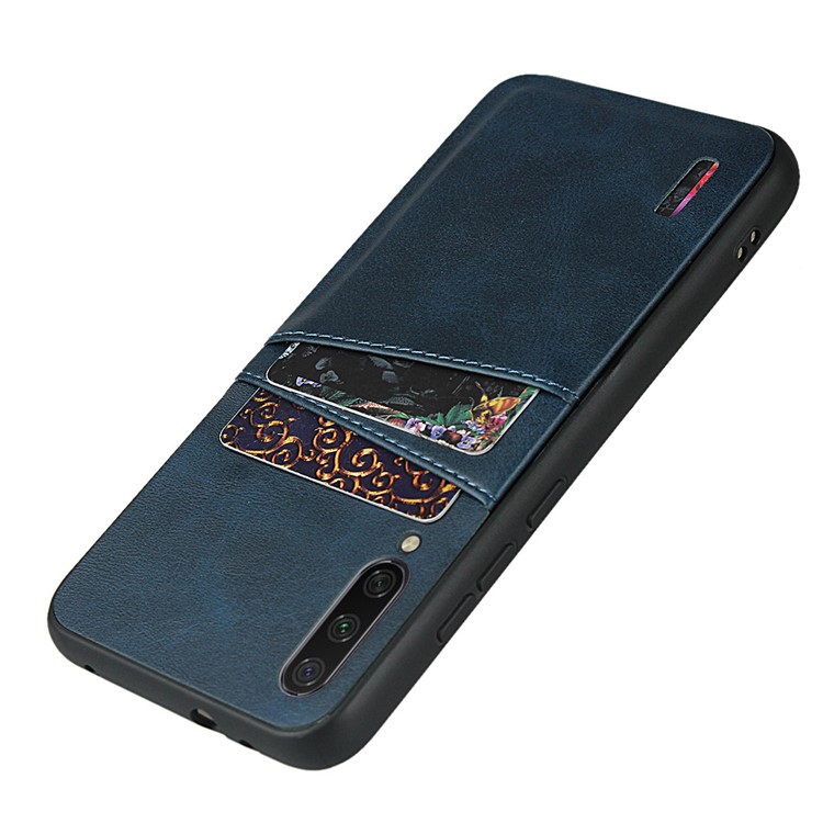 Stylish PU Leather Coated Hard PC Cell Phone Cover for Xiaomi Mi CC9e/Mi A3 - Blue-4