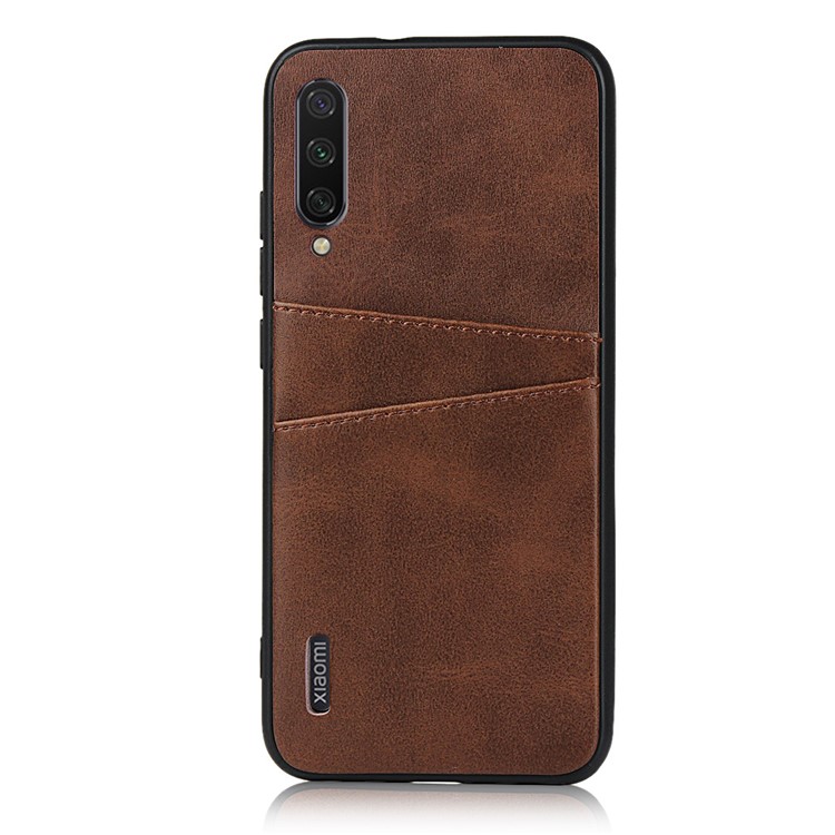 Capa de Telefone Celular Com Revestimento de Couro PU Elegante Para Xiaomi Mi Cc9e/mi A3 - Café