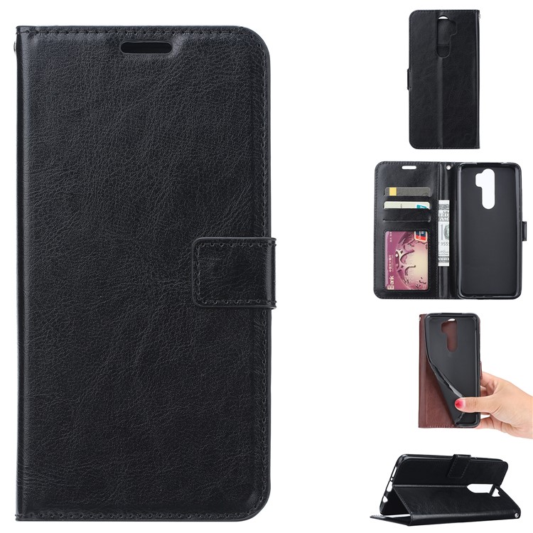 For Xiaomi Redmi Note 8 Pro Crazy Horse Texture Wallet Stand Leather Casing - Black-1