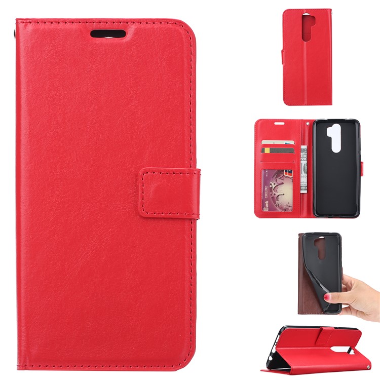 For Xiaomi Redmi Note 8 Pro Crazy Horse Texture Wallet Stand Leather Casing - Red-1