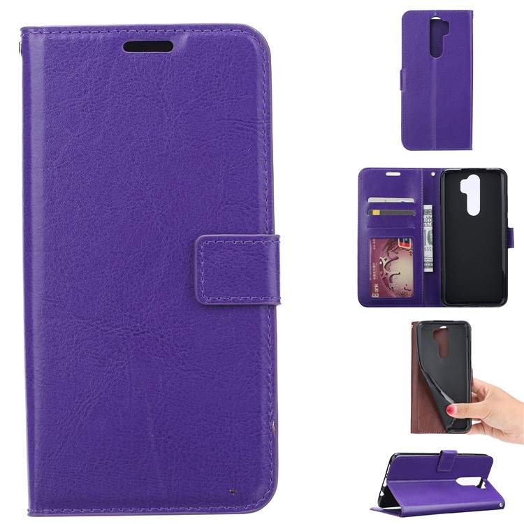 For Xiaomi Redmi Note 8 Pro Crazy Horse Texture Wallet Stand Leather Casing - Purple-1