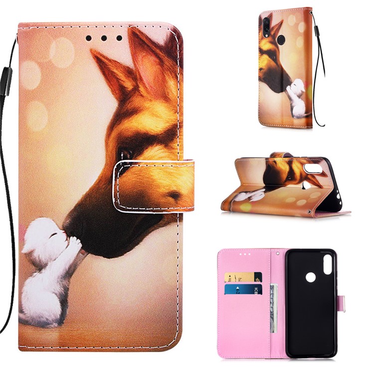Pattern Printing PU Leather Wallet Protective Case for Xiaomi Redmi Note 7 / Redmi Note 7 Pro (India) / Redmi Note 7S - Cat and Dog-1