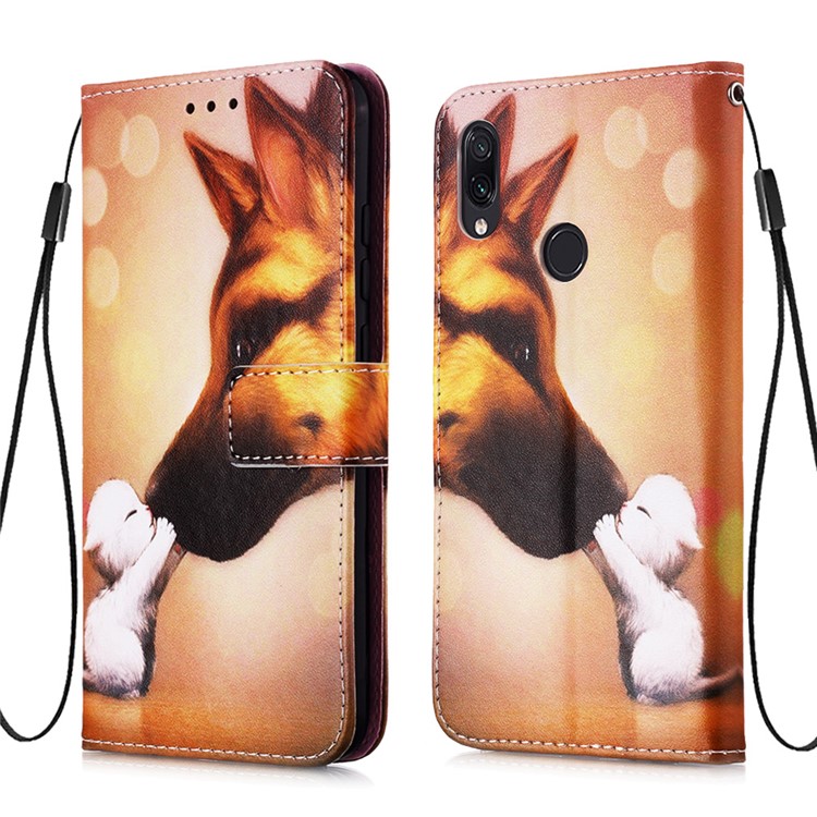 Pattern Printing PU Leather Wallet Protective Case for Xiaomi Redmi Note 7 / Redmi Note 7 Pro (India) / Redmi Note 7S - Cat and Dog-3