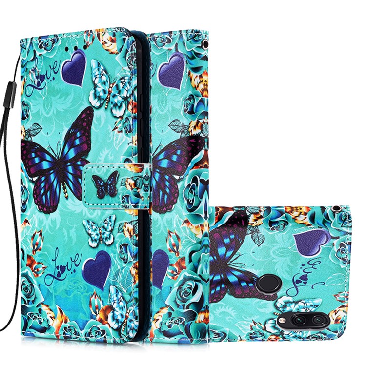 Pattern Printing PU Leather Wallet Protective Case for Xiaomi Redmi Note 7 / Redmi Note 7 Pro (India) / Redmi Note 7S - Butterfly-4