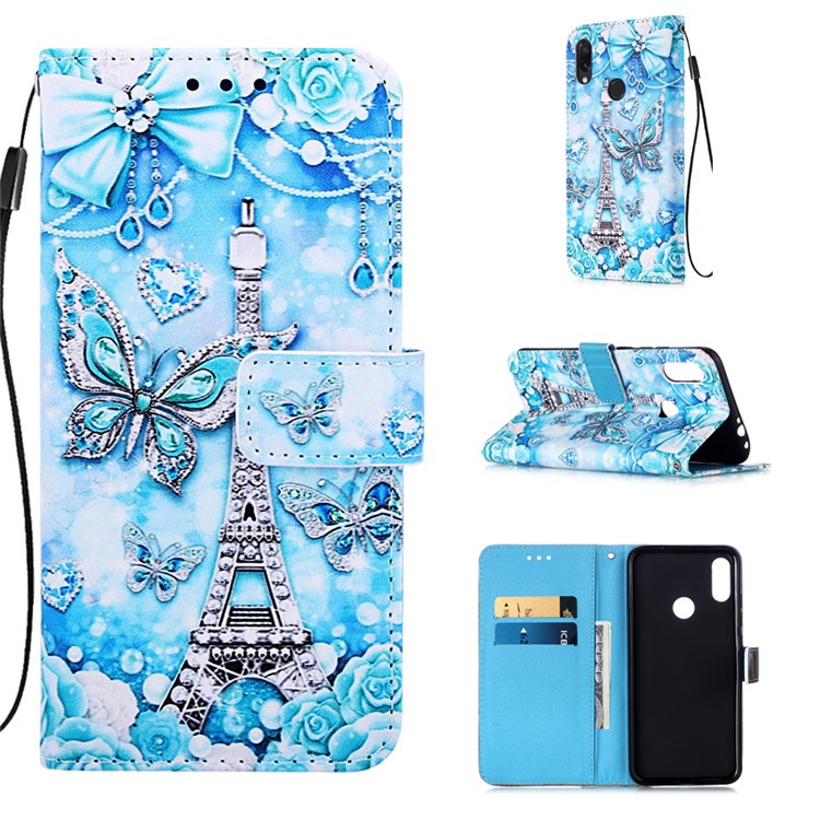 Pattern Printing PU Leather Wallet Protective Case for Xiaomi Redmi Note 7 / Redmi Note 7 Pro (India) / Redmi Note 7S - Eiffel Tower-1