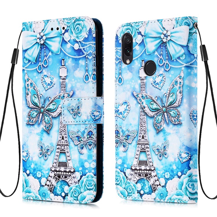 Pattern Printing PU Leather Wallet Protective Case for Xiaomi Redmi Note 7 / Redmi Note 7 Pro (India) / Redmi Note 7S - Eiffel Tower-3