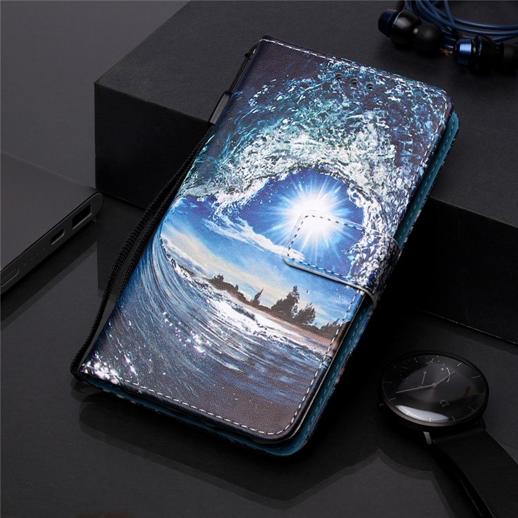 Pattern Printing PU Leather Wallet Protective Case for Xiaomi Redmi Note 7 / Redmi Note 7 Pro (India) - Sea Wave-8