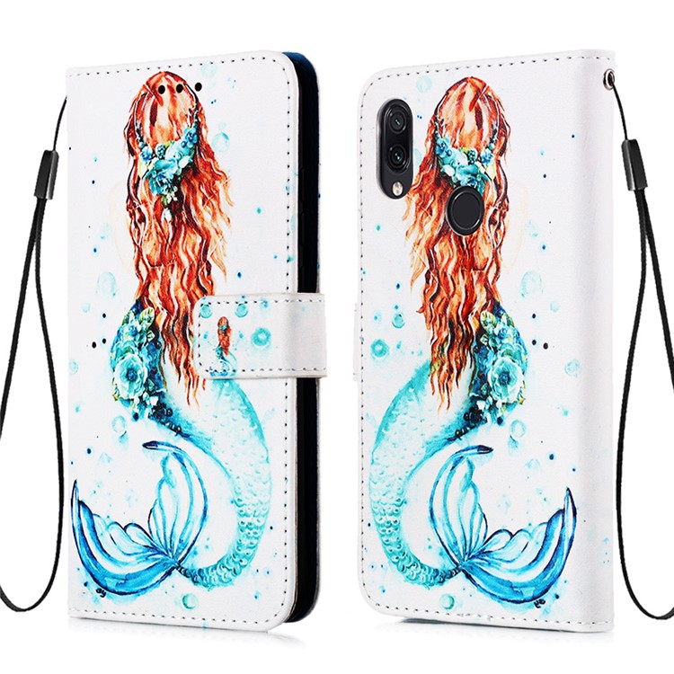 Pattern Printing PU Leather Wallet Protective Case for Xiaomi Redmi Note 7 / Redmi Note 7 Pro (India) / Redmi Note 7S - Mermaid-3
