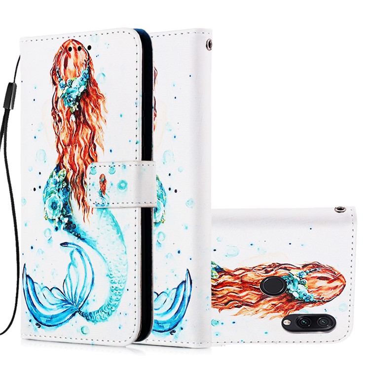 Pattern Printing PU Leather Wallet Protective Case for Xiaomi Redmi Note 7 / Redmi Note 7 Pro (India) / Redmi Note 7S - Mermaid-4