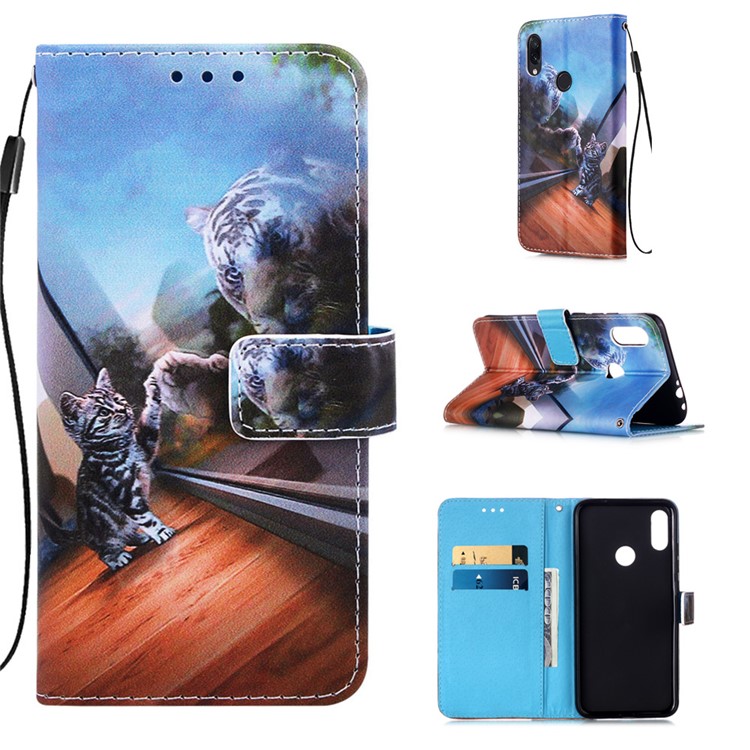 Pattern Printing PU Leather Wallet Protective Case for Xiaomi Redmi Note 7 / Redmi Note 7 Pro (India) / Redmi Note 7S - Cat and Tiger-1