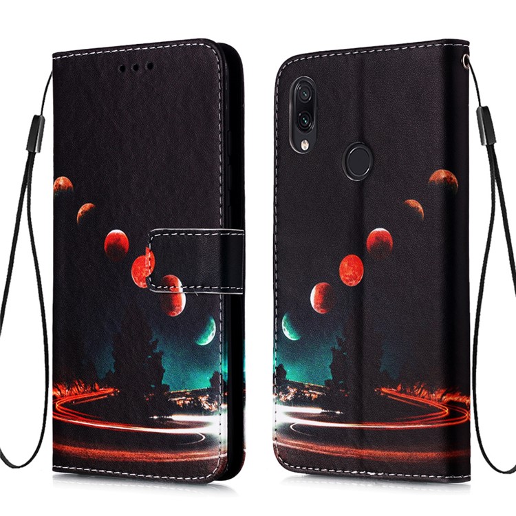 Pattern Printing PU Leather Wallet Protective Case for Xiaomi Redmi Note 7 / Redmi Note 7 Pro (India) / Redmi Note 7S - Planets-3