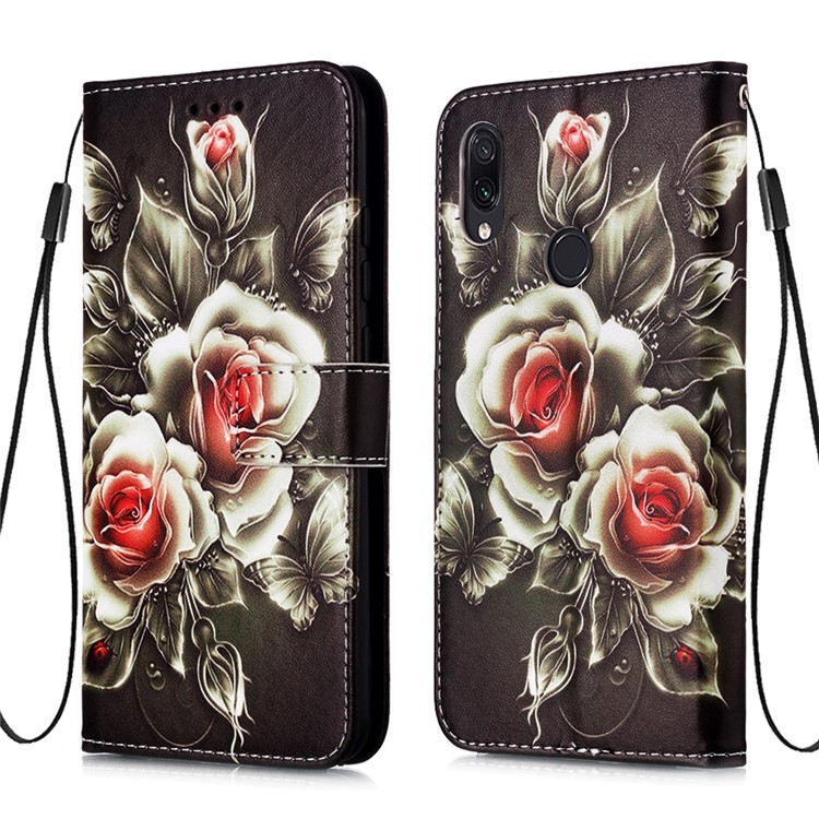 Pattern Printing PU Leather Wallet Protective Case for Xiaomi Redmi Note 7 / Redmi Note 7 Pro (India) / Redmi Note 7S - Flowers-3