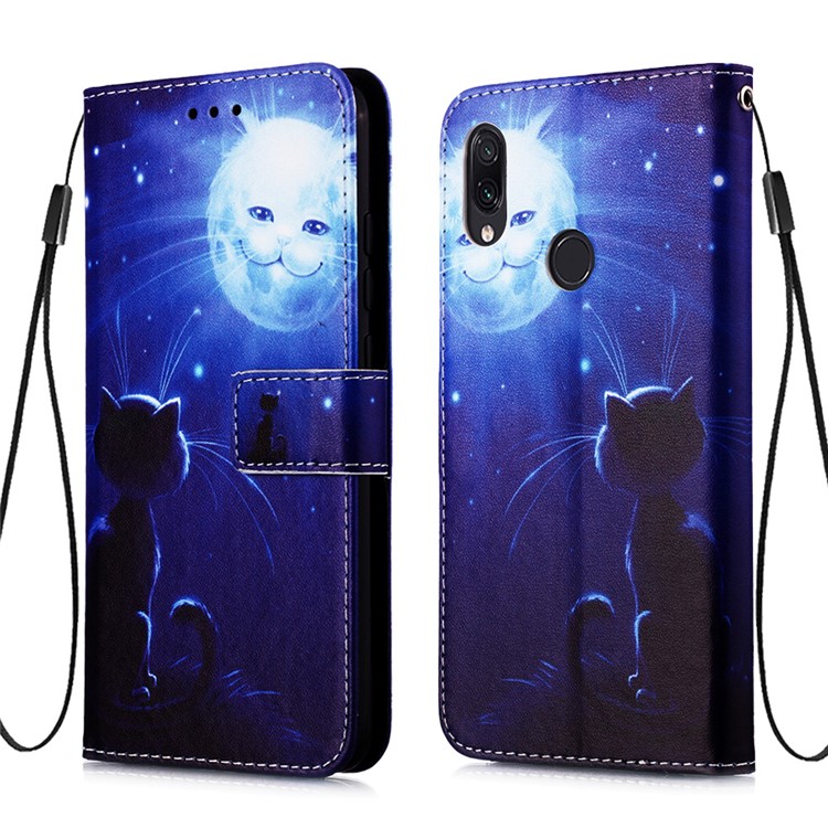 Pattern Printing PU Leather Wallet Protective Case for Xiaomi Redmi Note 7 / Redmi Note 7 Pro (India) / Redmi Note 7S - Luminous Cat Face-3