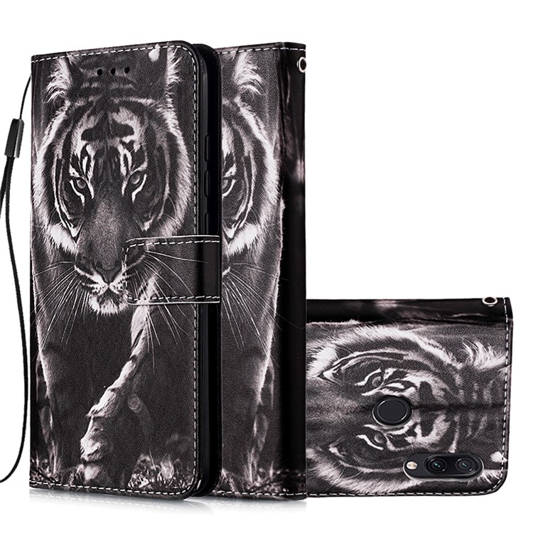 Pattern Printing PU Leather Wallet Protective Case for Xiaomi Redmi Note 7 / Redmi Note 7 Pro (India) / Redmi Note 7S - Tiger-4