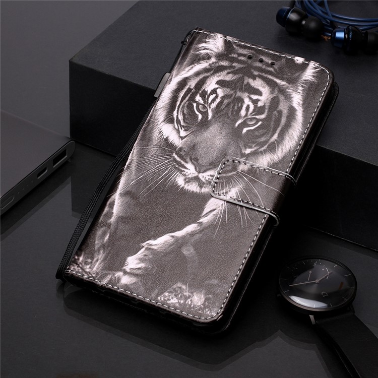 Pattern Printing PU Leather Wallet Protective Case for Xiaomi Redmi Note 7 / Redmi Note 7 Pro (India) / Redmi Note 7S - Tiger-8