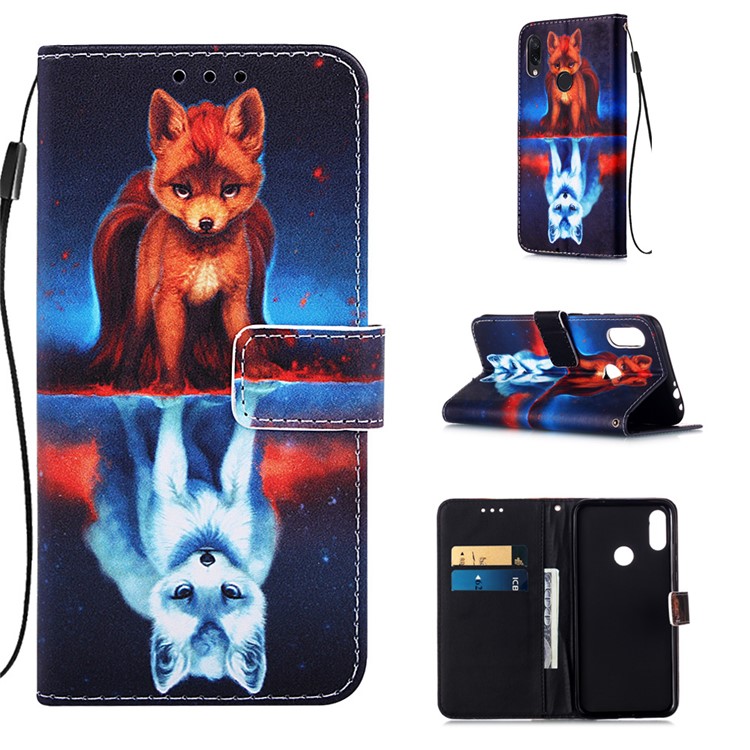Pattern Printing PU Leather Wallet Protective Case for Xiaomi Redmi Note 7 / Redmi Note 7 Pro (India) / Redmi Note 7S - Fox-1