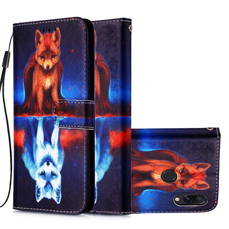 Pattern Printing PU Leather Wallet Protective Case for Xiaomi Redmi Note 7 / Redmi Note 7 Pro (India) / Redmi Note 7S - Fox-4