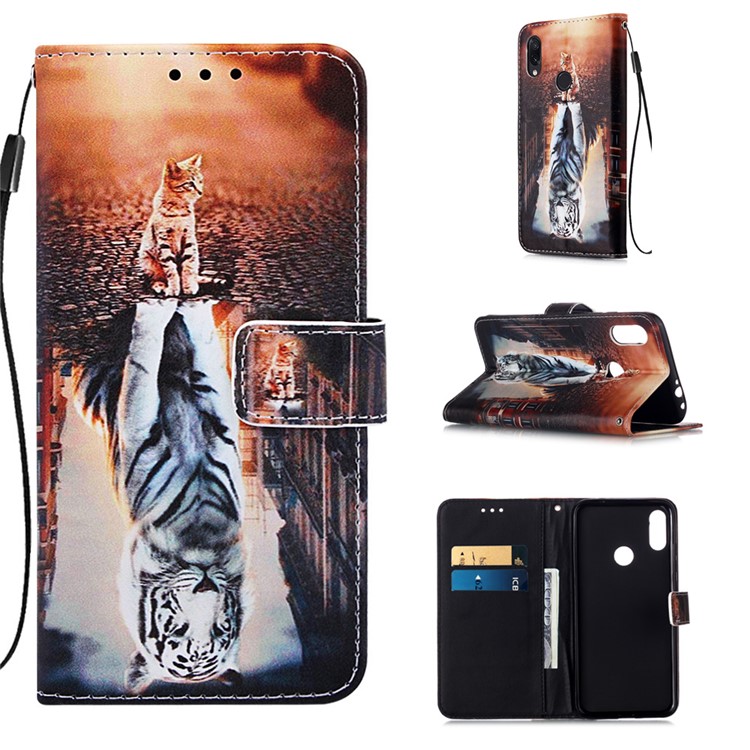 Pattern Printing PU Leather Wallet Protective Case for Xiaomi Redmi Note 7 / Redmi Note 7 Pro (India) / Redmi Note 7S - Reflection-1