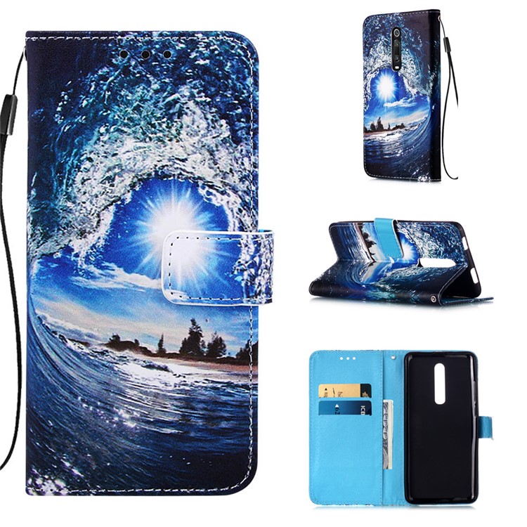 Pattern Printing PU Leather Wallet Protective Case for Xiaomi Redmi K20 Pro / Mi 9T Pro / Redmi K20 / Mi 9T - Sea Wave-1