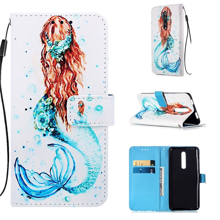 Pattern Printing PU Leather Wallet Protective Case for Xiaomi Redmi K20 Pro / Mi 9T Pro / Redmi K20 / Mi 9T - Mermaid-1