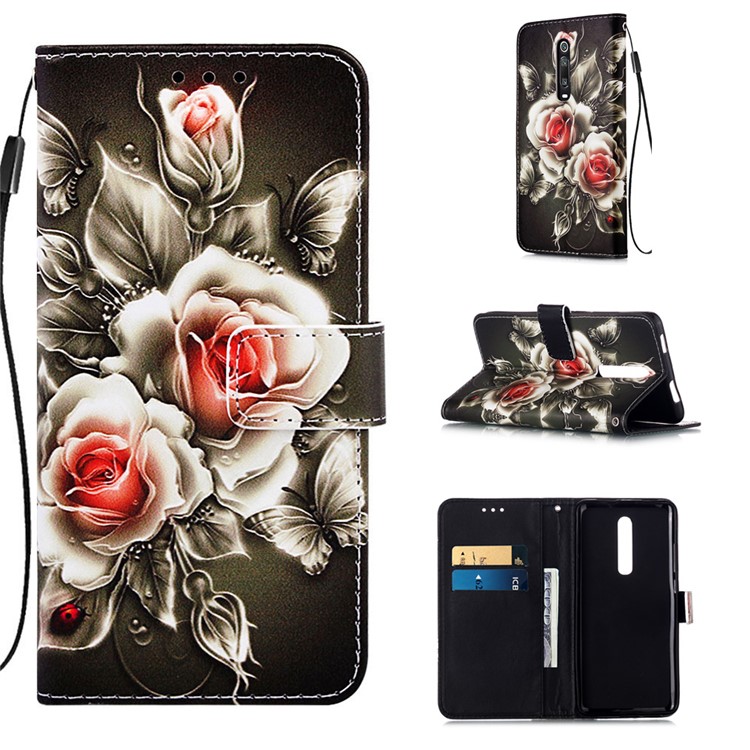 Pattern Printing PU Leather Wallet Protective Case for Xiaomi Redmi K20 Pro / Mi 9T Pro / Redmi K20 / Mi 9T - Flowers-1