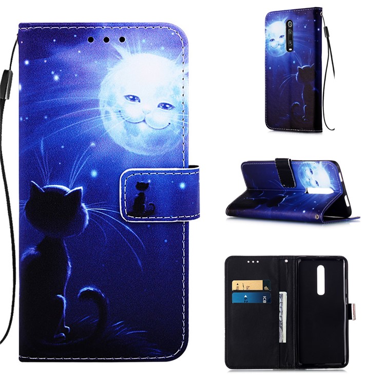 Pattern Printing PU Leather Wallet Protective Case for Xiaomi Redmi K20 Pro / Mi 9T Pro / Redmi K20 / Mi 9T - Luminous Cat Face-1