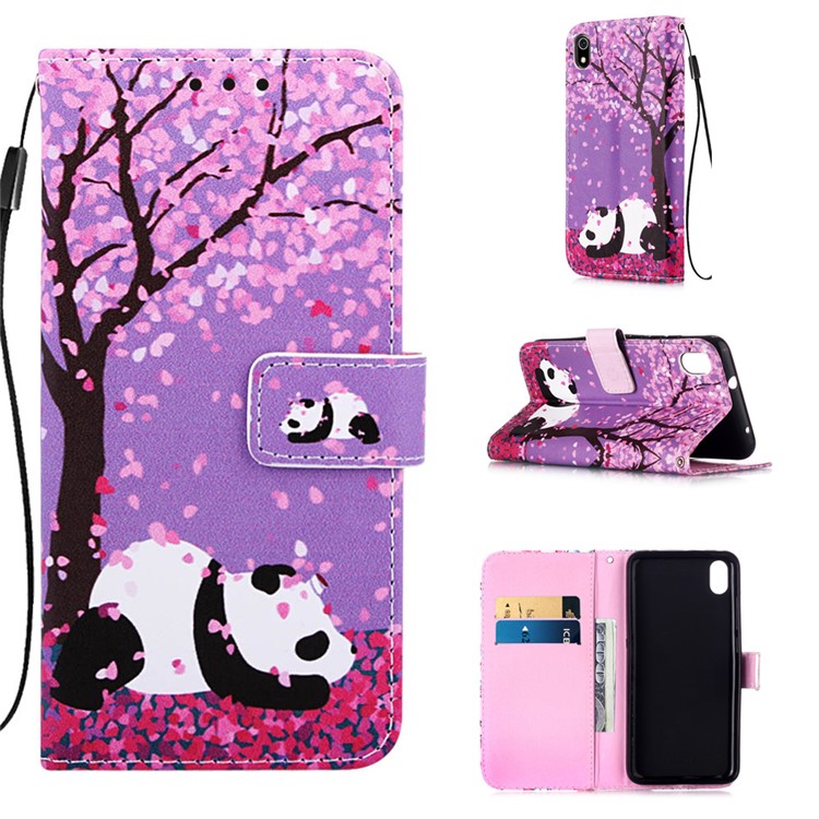 Printing PU Leather Wallet Case for Xiaomi Redmi 7A - Panda and Tree-1