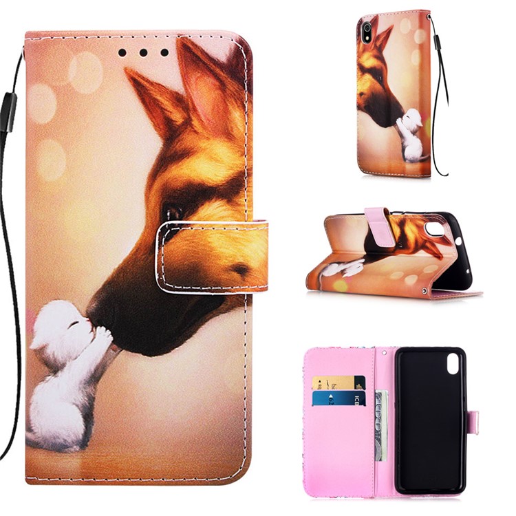 Printing PU Leather Wallet Case for Xiaomi Redmi 7A - Baby and Mother Animal-1
