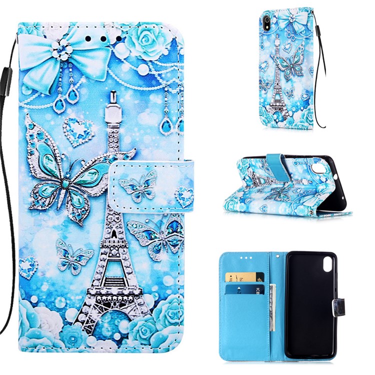 Printing PU Leather Wallet Case for Xiaomi Redmi 7A - Crystal Butterflies-1