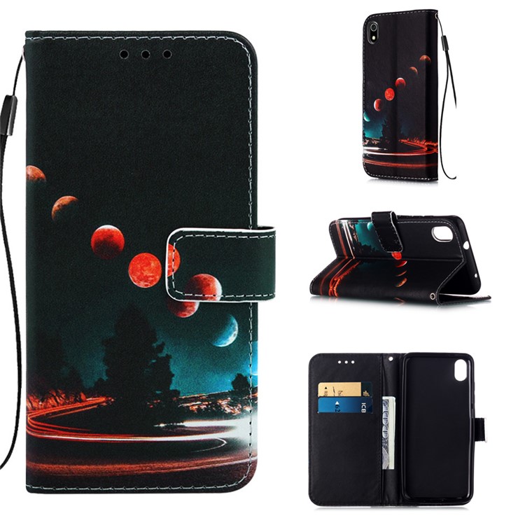 Printing PU Leather Wallet Case for Xiaomi Redmi 7A - Planets-1