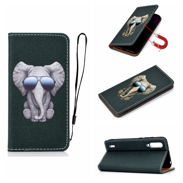 Pattern Printing Leather Stand Case with Card Slots for Xiaomi Mi CC9e / Mi A3 - Elephant-1