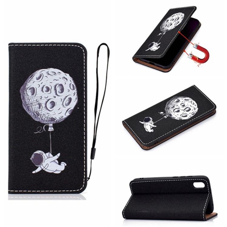 Pattern Printing PU Leather Stand Case with Card Slots for Xiaomi Redmi 7A - Spaceman-1