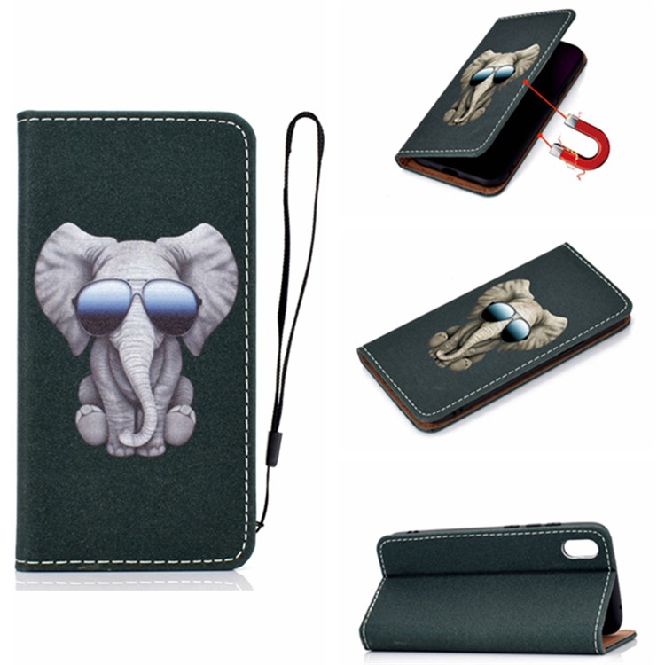 Pattern Printing PU Leather Stand Case with Card Slots for Xiaomi Redmi 7A - Elephant-1