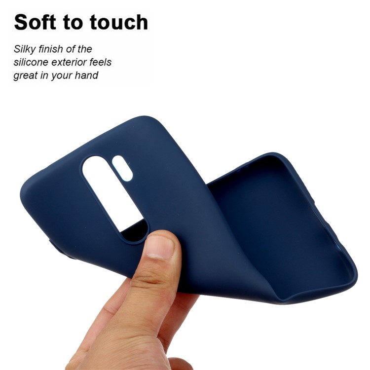 Pure Color Unique TPU Case for Xiaomi Redmi Note 8 Pro - Dark Blue-3